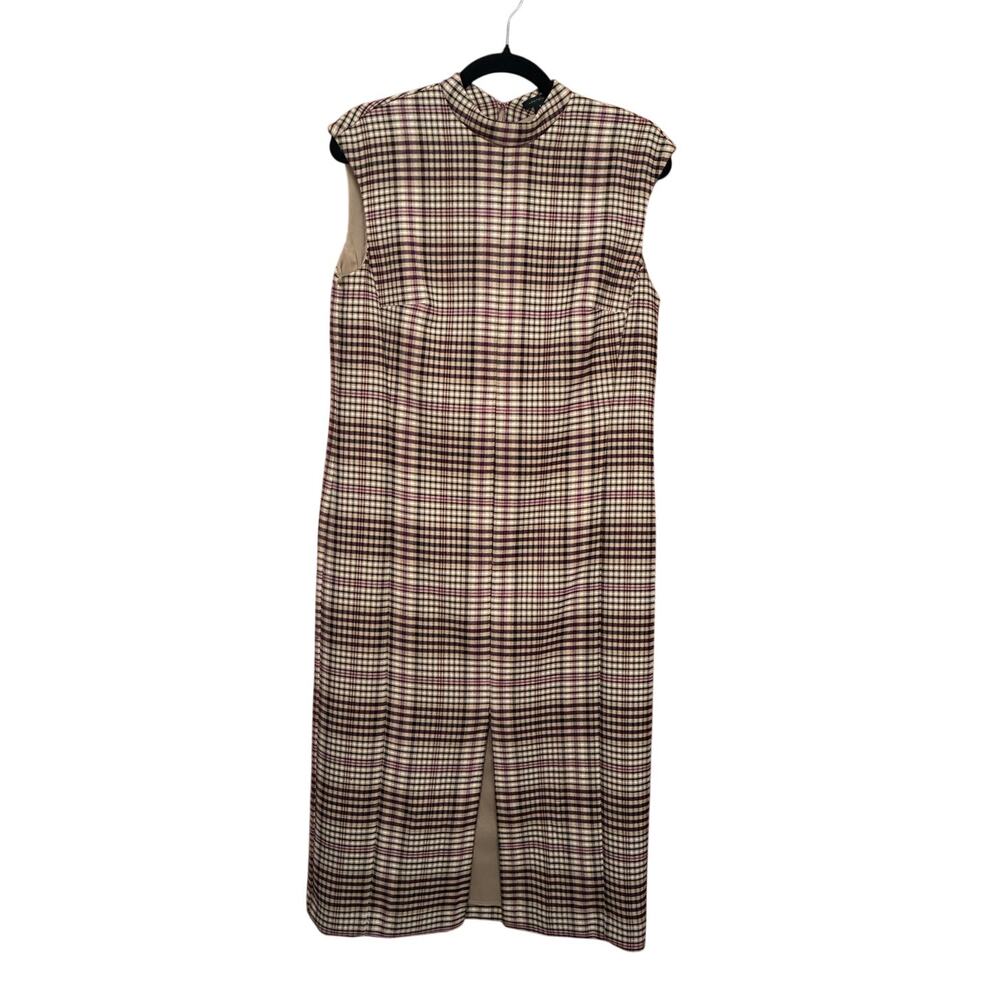 Vintage Ann Taylor - Plaid Tan Black Pink Dress - Size 8